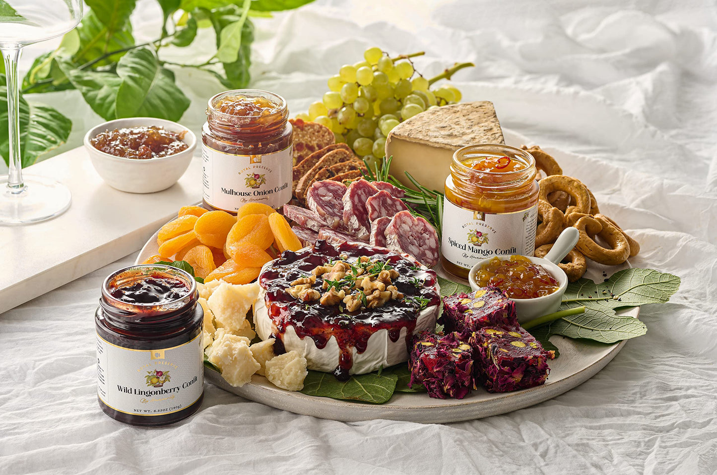 Gourmanity Savory Jam Gift Set, Full Repertoire Of Royal Preserve Confits, Onion Jam, Lingonberry Jam & Mango Chutney, All Natur