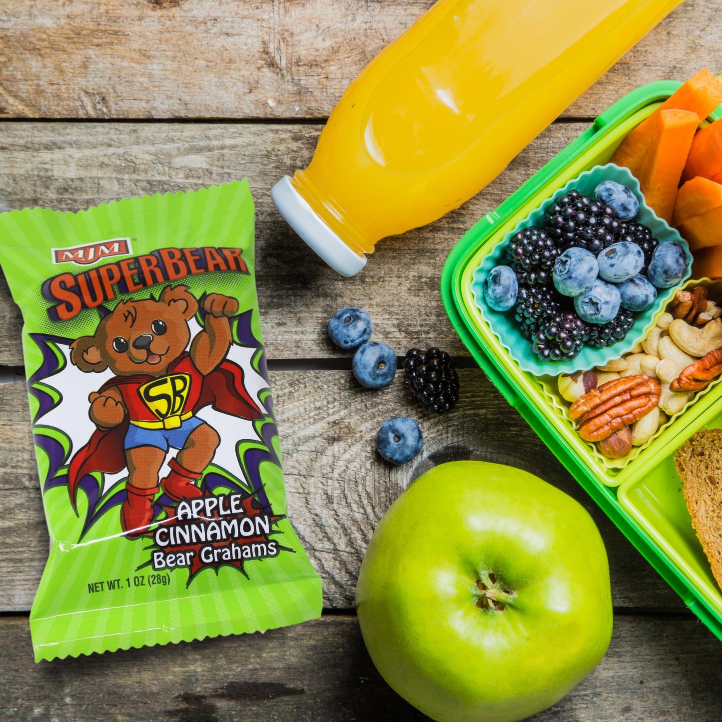 MJM Apple Cinnamon Super Bear Grahams - Case of 50 Packs | Delicious Snack for All Ages | Wholesome and Crunchy | Perfect for Pa