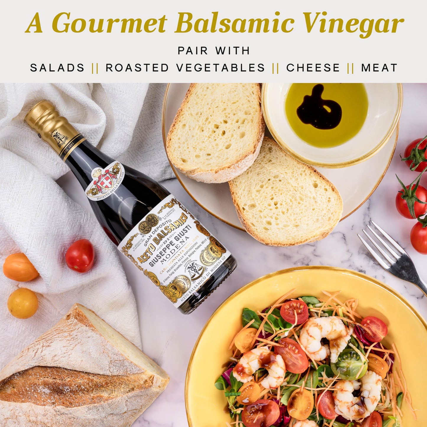 Giusti Balsamic Vinegar of Modena IGP, 8.45 fl oz, Black, Full-Bodied Aceto Balsamico, Made in Italy, Pack of 1