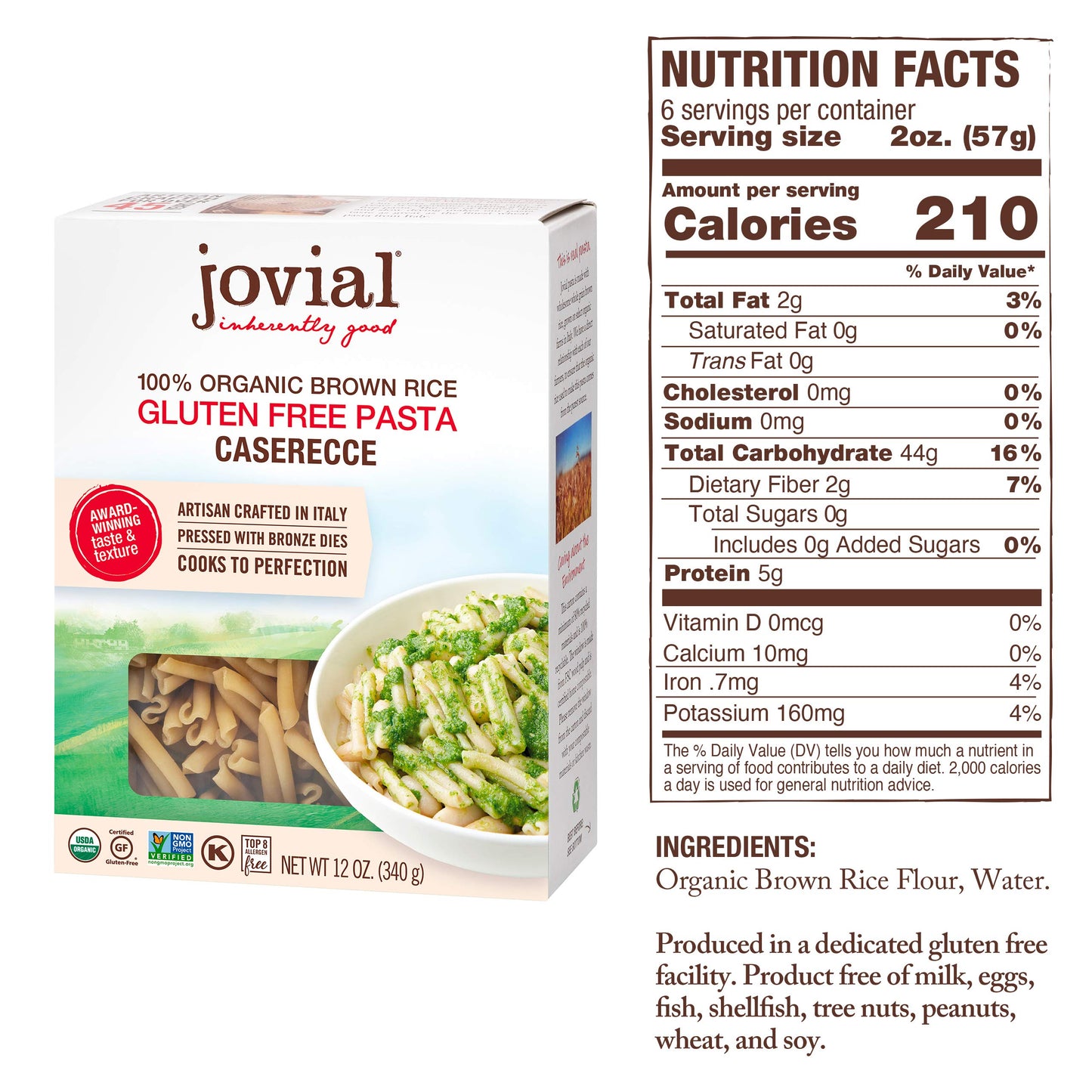 Jovial 100% Organic Brown Rice Caserecce 12 Oz. (Pack Of 12) ( Value Bulk Multi-Pack)