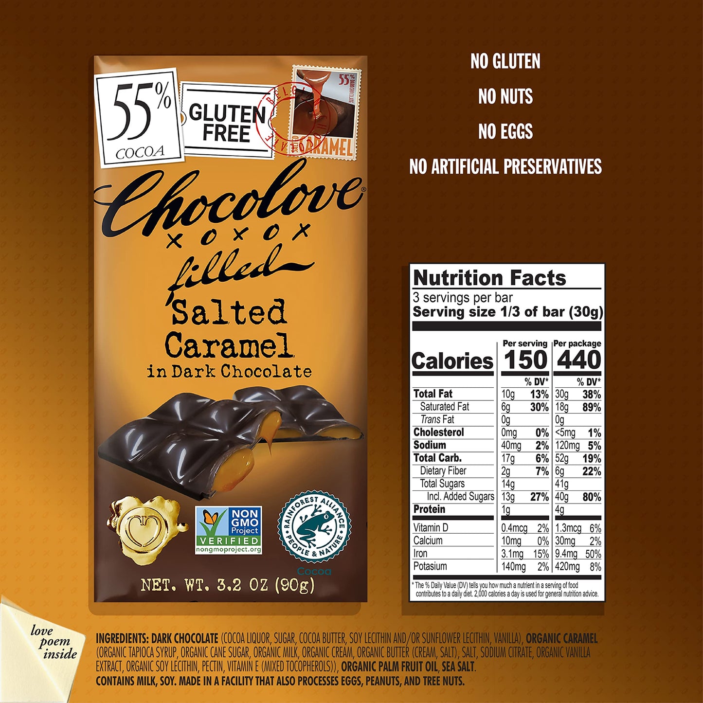 Chocolove Salted Caramel In Dark Chocolate 3.2Oz