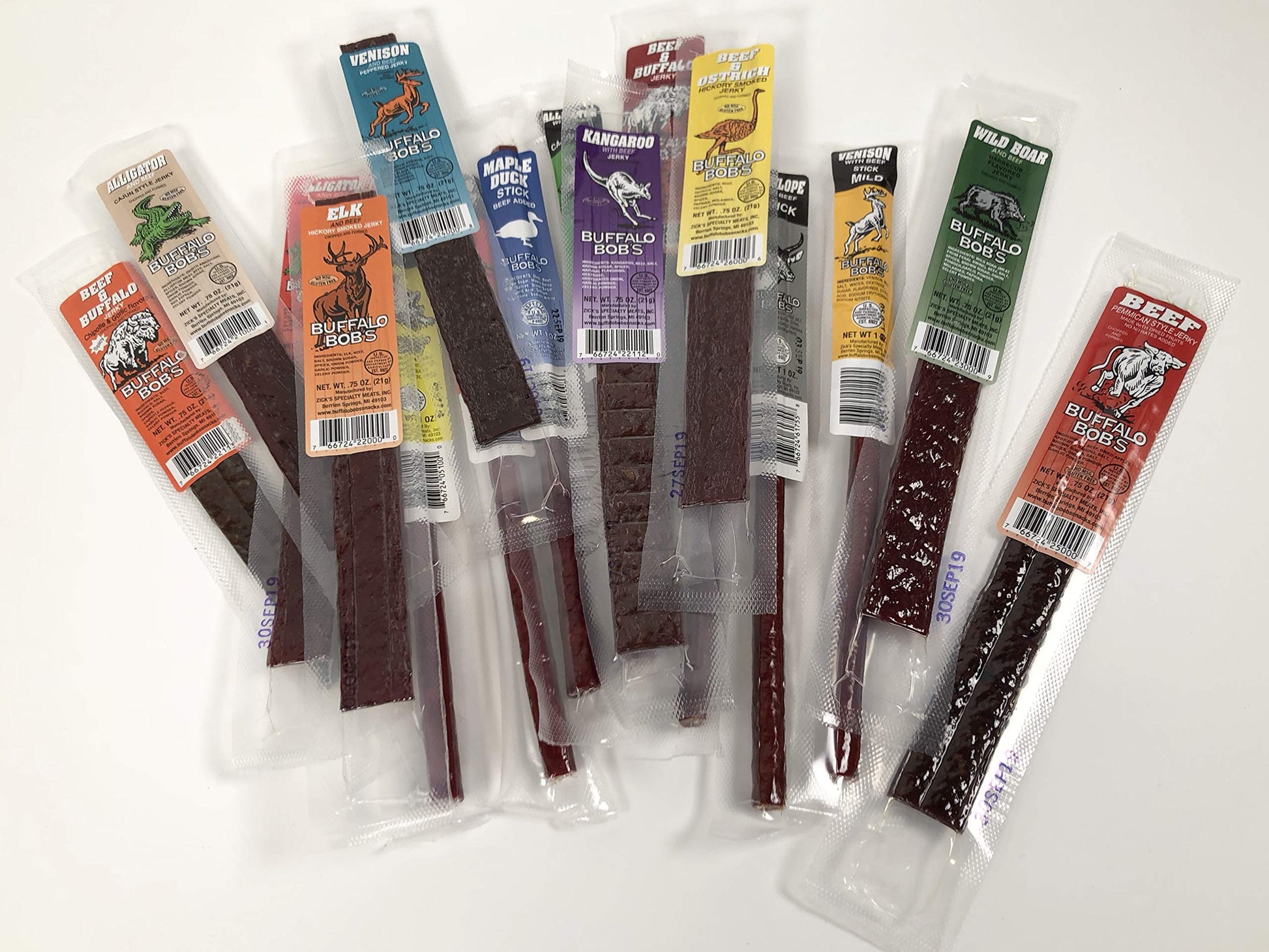 Buffalo Bob'S Wild Game Jerky- Sampler Gift Pack Of 25
