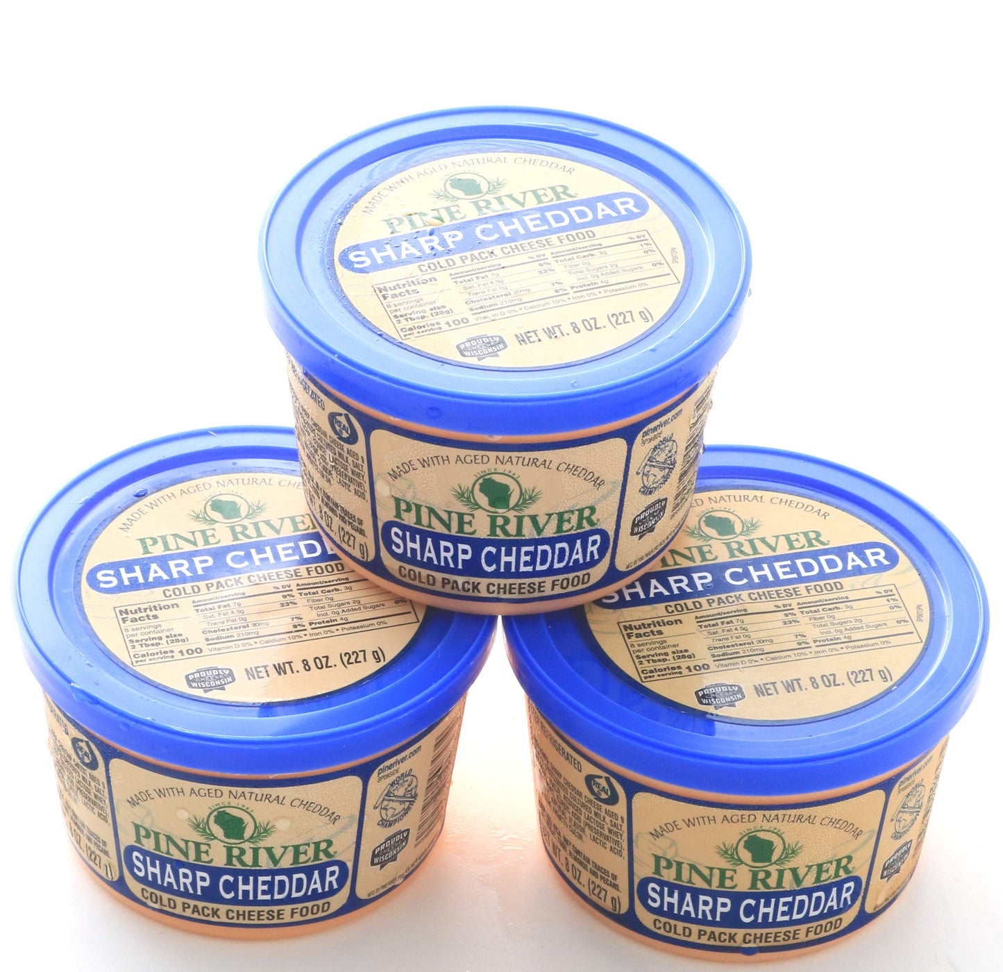 Wisconsin Cheese Mart Sharp Cheddar Cold Pack, 8oz, Pack of 3