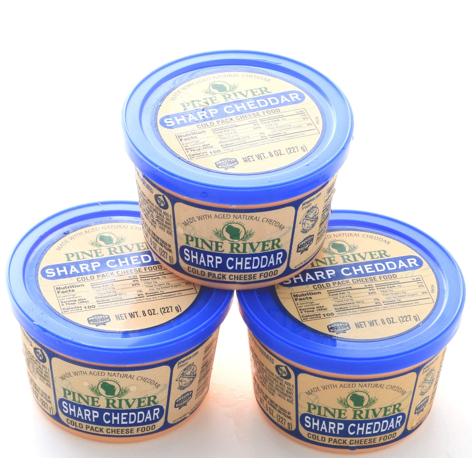 Wisconsin Cheese Mart Sharp Cheddar Cold Pack, 8oz, Pack of 3