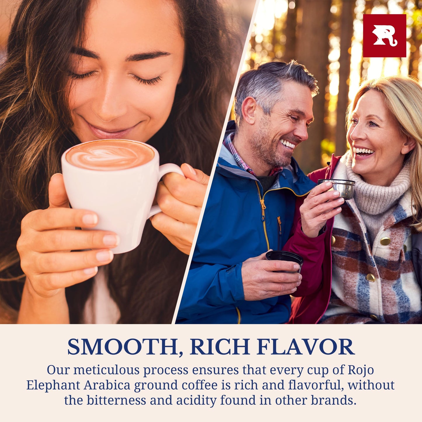 Rojo Elephant Handcrafted Ground Coffee, 100% Arabica, Premium Dark Roast, 11 oz Bag