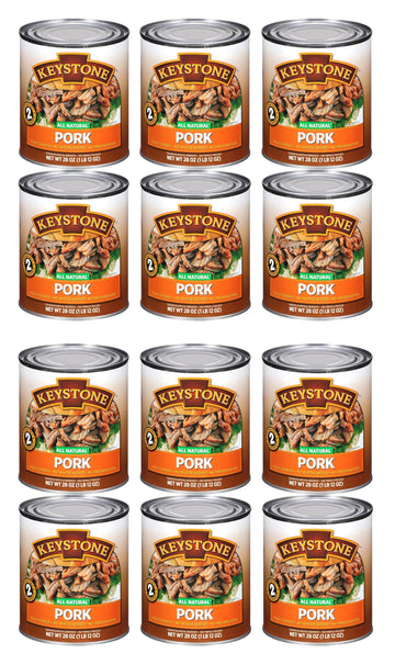 Keystone Meats All Natural Heat and Serve Canned Pork, 28 oz - Fully Cooked and Ready to Eat - Shelf Stable for 5 Years - Canned