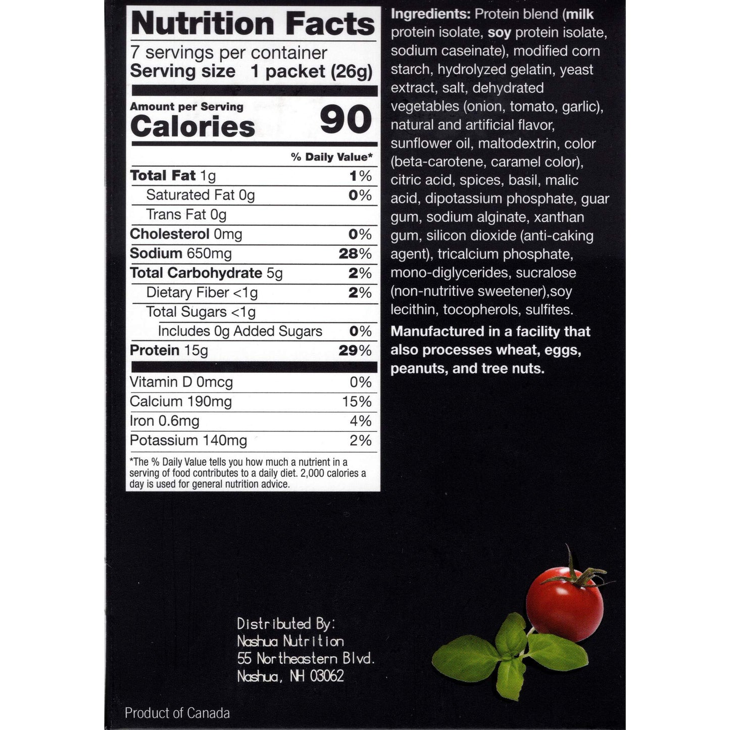Proti-Thin High Protein Italian Tomato Soup, Healthy Instant Diet Soup Mix, 15G Protein, Low Calorie, Low Carb, Low Fat, Sugar Free, Gluten-Free Keto Diet Friendly, 1 Pack Of 7 Servings