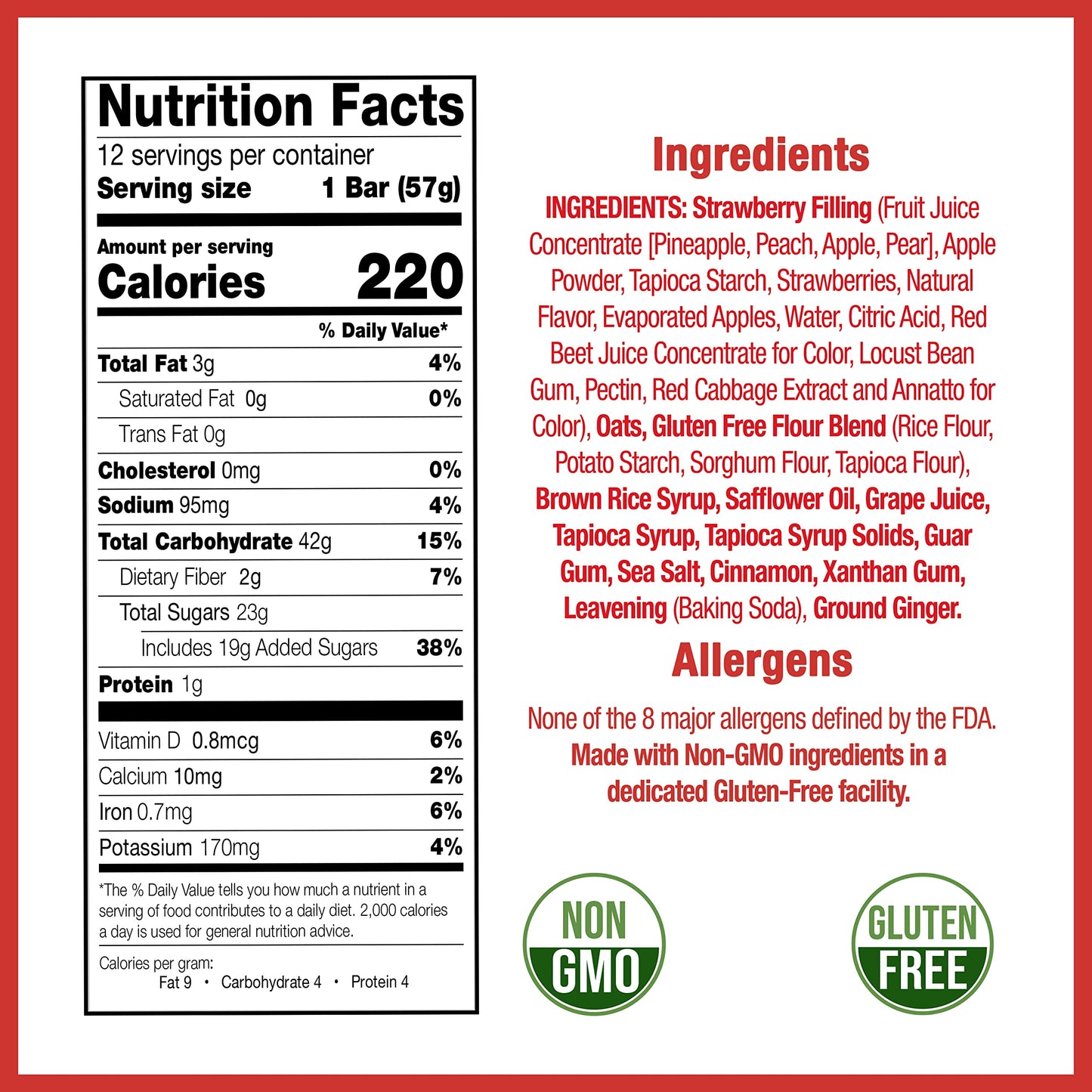 Betty Lous Fruit Bars, Strawberry Pack of 12, Gluten Free, Vegan, Non GMO, Deliciously Healthy Snacks Made with All Natural Fru