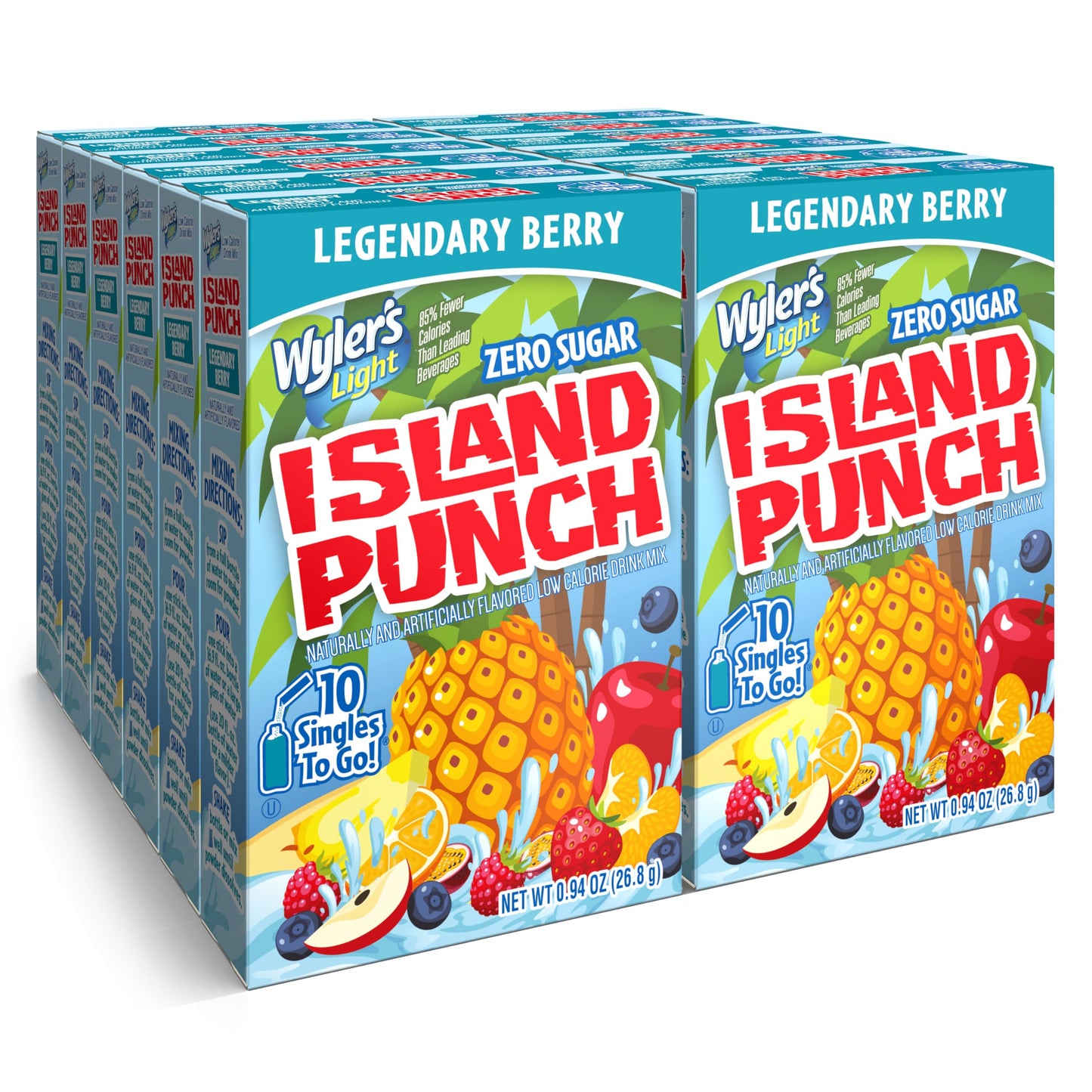 Wylers Light Island Punch Powdered Drink Mix, Legendary Berry, 120 Packets, Low Calorie, Caffeine Free, Gluten Free, Zero Sugar