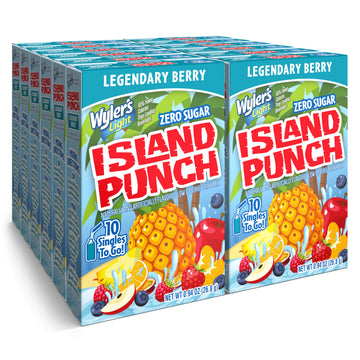Wylers Light Island Punch Powdered Drink Mix, Legendary Berry, 120 Packets, Low Calorie, Caffeine Free, Gluten Free, Zero Sugar