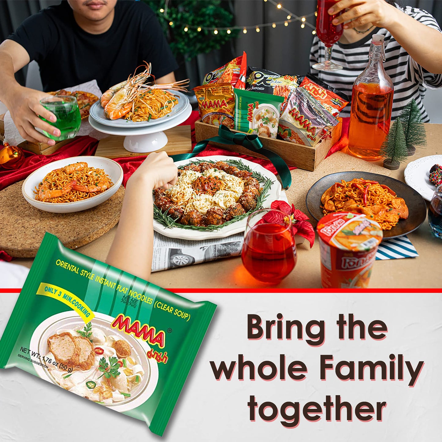 Mama Noodles Flat Clear Soup Instant Rice Noodles W/Delicious Thai Flavors, Hot & Spicy Noodles, No Trans Fat W/Fewer Calories T
