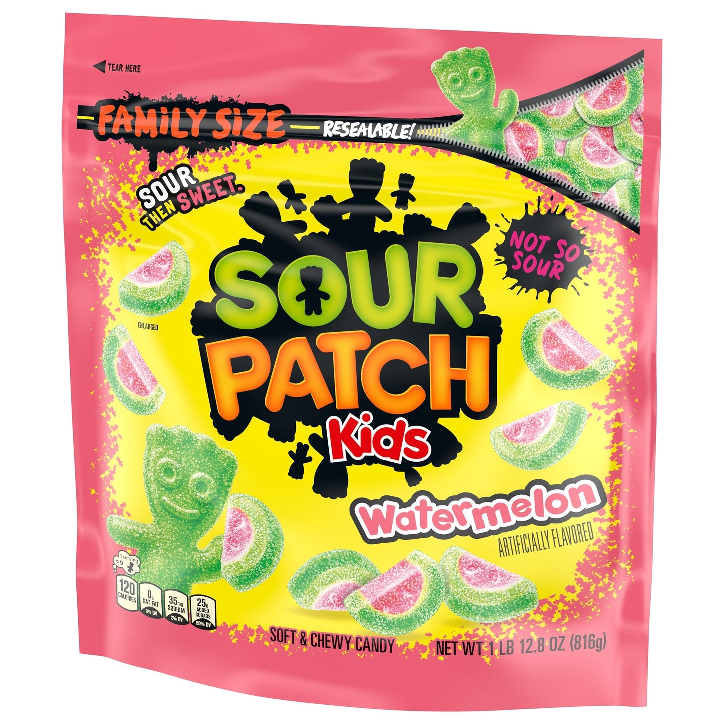 SOUR PATCH KIDS Watermelon Soft & Chewy Candy, Family Size, Bulk Candy, 1.8 lb (Pack of 2)