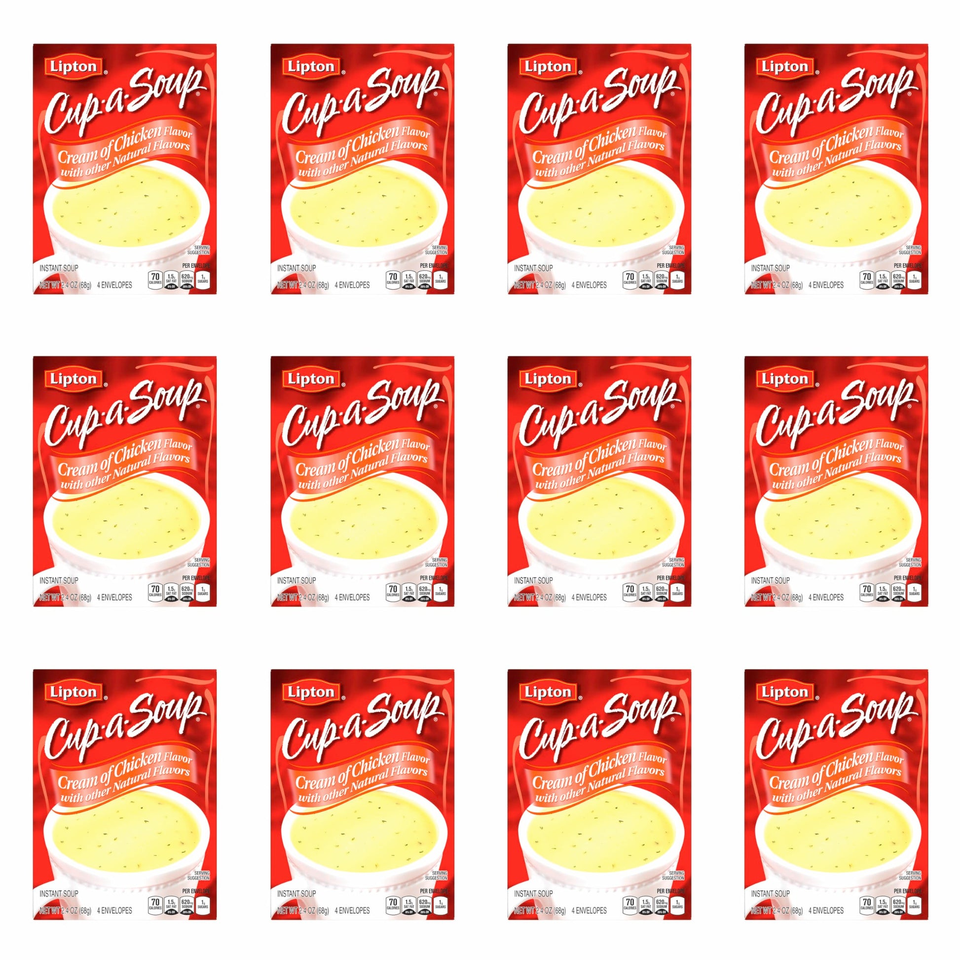 SOUP SECRETS Lipton Cup-a-Soup Instant Soup For a Warm Cup of Soup Cream of Chicken Only 70 Calories Per Serving, 4 Count (12 Pack)