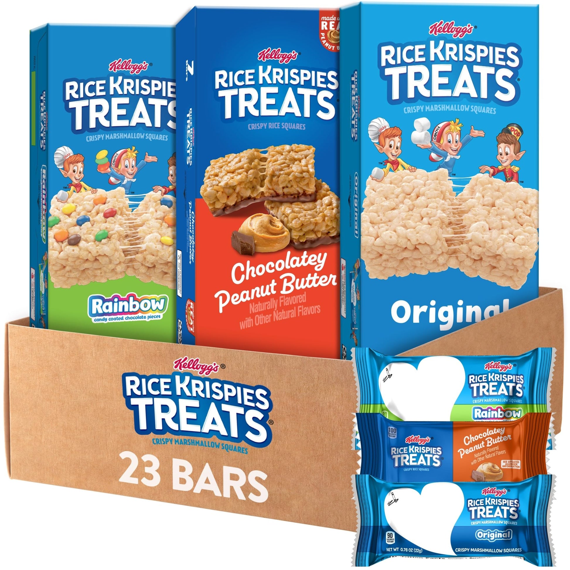 Rice Krispies  Crispy Marshmallow and Rice Squares  Lunch Snacks  Kids Snacks  Variety Pack (3 Boxes  23 Bars)