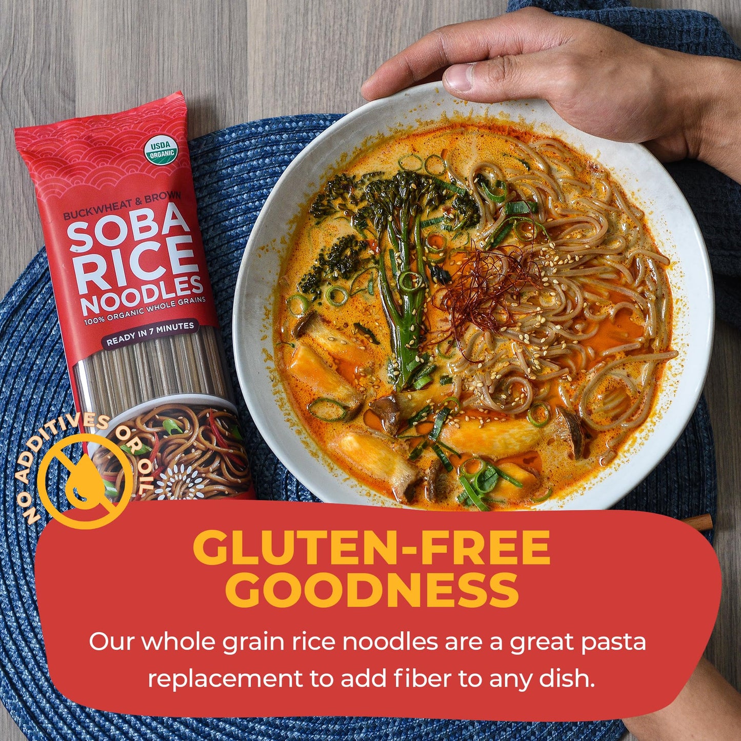 Lotus Foods Organic Soba Rice Noodles - Organic Rice Noodles, Asian Noodles, Rice Noodles Gluten Free, Brown Rice & Buckwheat Fl