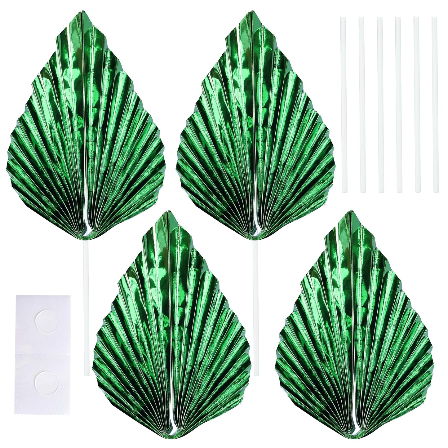 Gyufise Paper Palm Fan Cake Toppers, 6Pcs Light Green, W 4.7 x H 5.1 inches, Model ZN0680-11, for Birthday &