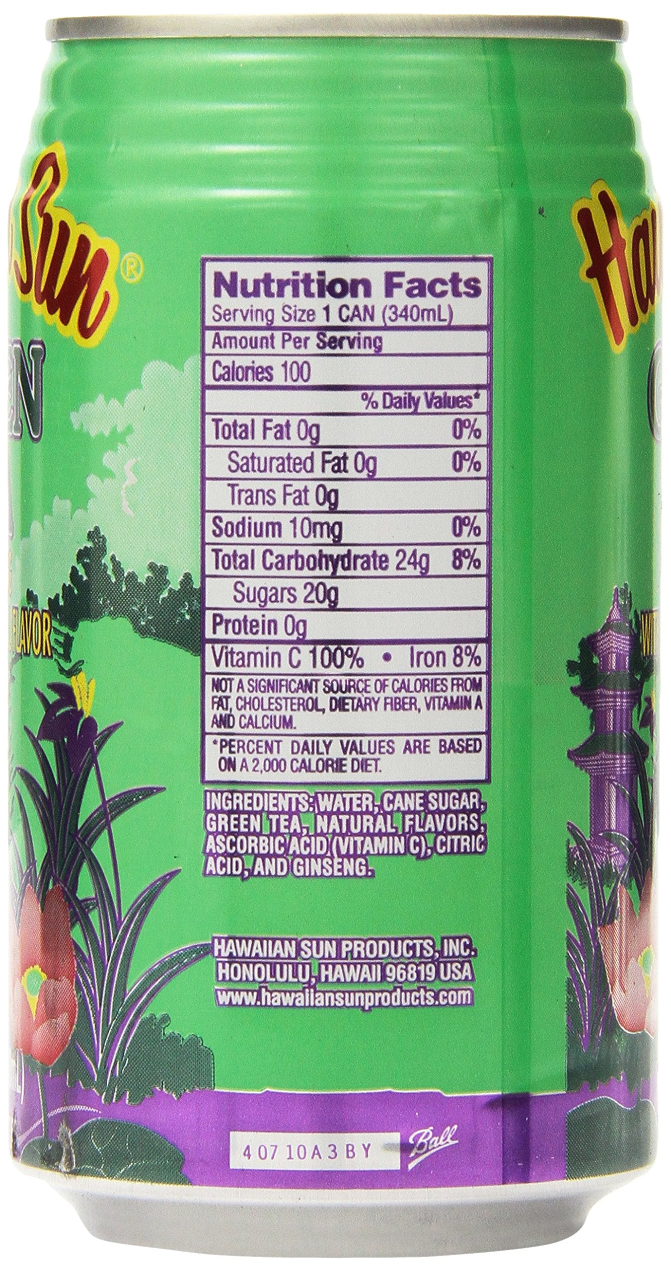 Hawaiian Sun Green Tea With Ginseng, 11.5-Ounce (Pack Of 24)