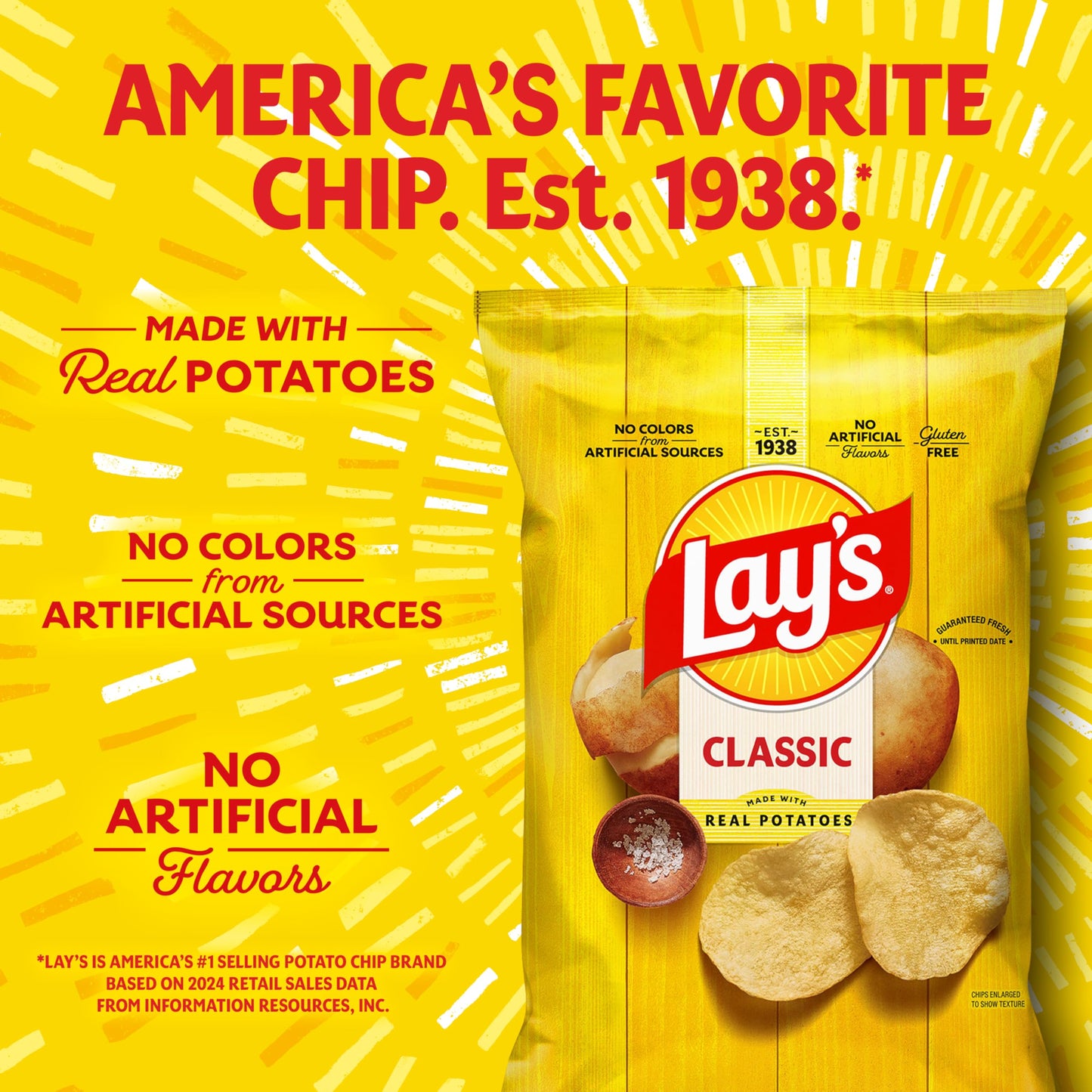 Lays Potato Chips Classic Flavor Bag, 8 Oz
