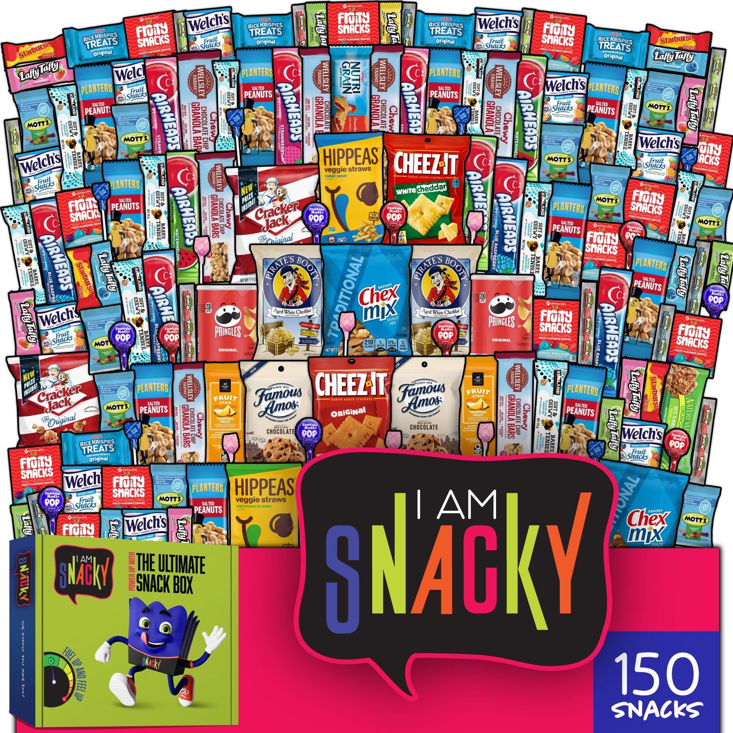 I AM Snacky - Fathers Day, Snack Box Care Package + Greeting Card - SNACKY'S CELEBRATION CRATE (150 Count) Birthday Sweet Treats