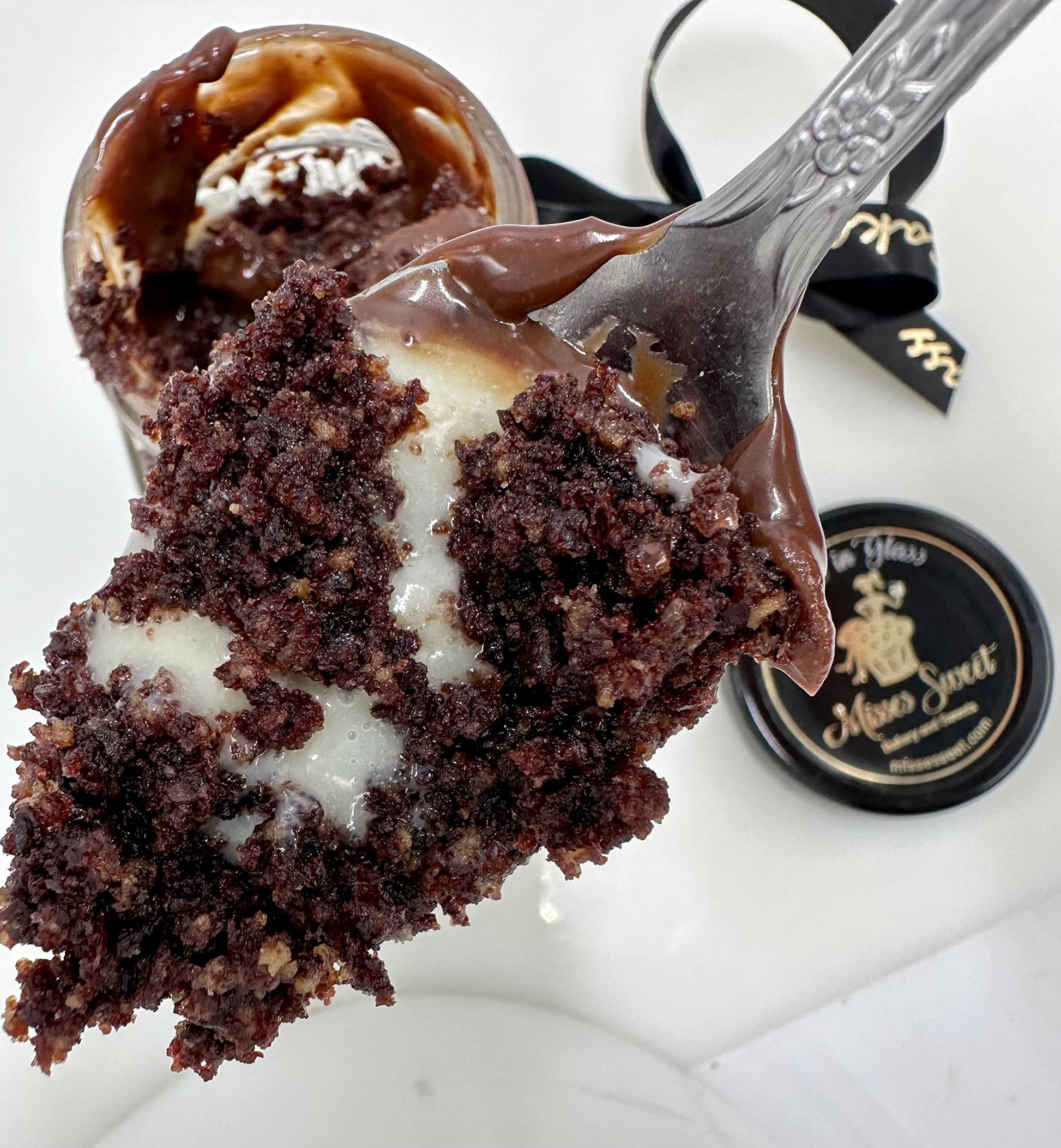Gourmet Cake in a Jar - Duo Chocolate Cake in Jar with Special Chocolate Cake Layered with White Belgian Chocolate Brigadeiro - 