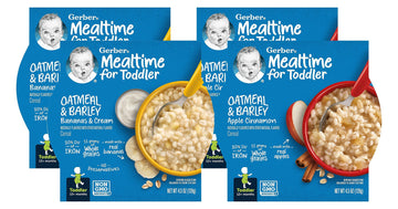 Gerber Mealtime For Toddler Meal Bowl Variety Pack, 2 Oatmeal & Barley With Bananas & Cream, 2 Oatmeal & Barley With Apple Cinna