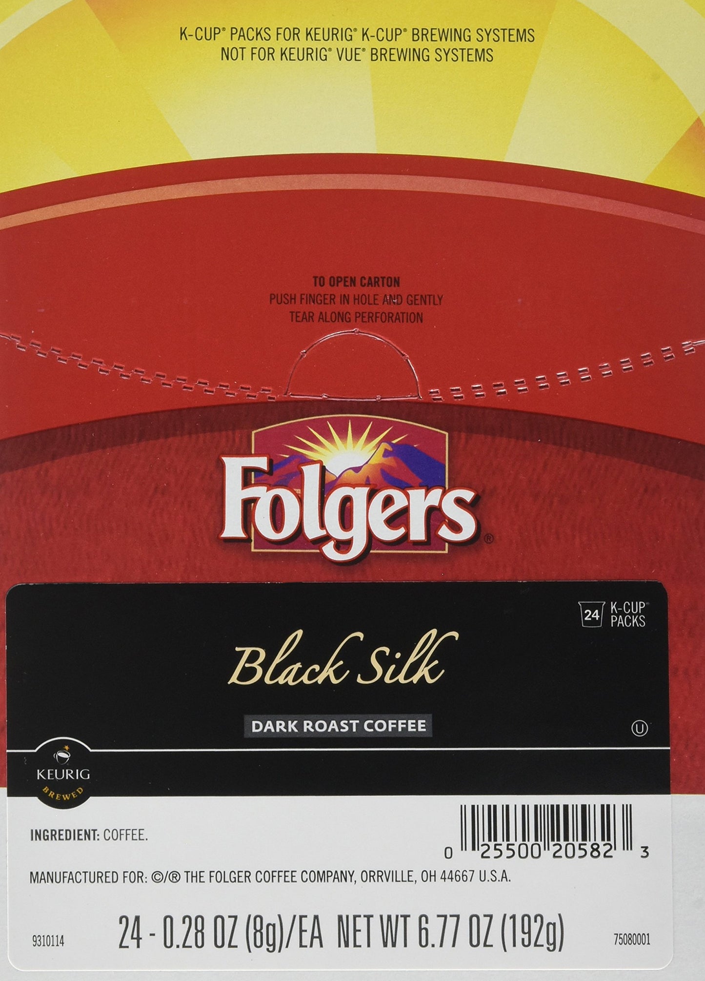 Folgers Gourmet Selections Black Silk Coffee K-Cups,Pack Of 96