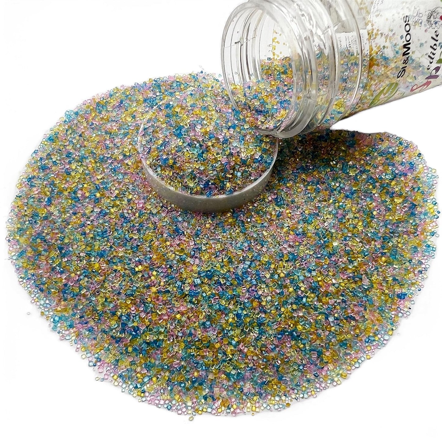 Se Si&Moos Blue Pink And Yellow Sanding Sugar Sprinkles Royal Blue Sprinkles Sugar Rimmer For Cocktails, Edible Colored Sugars F