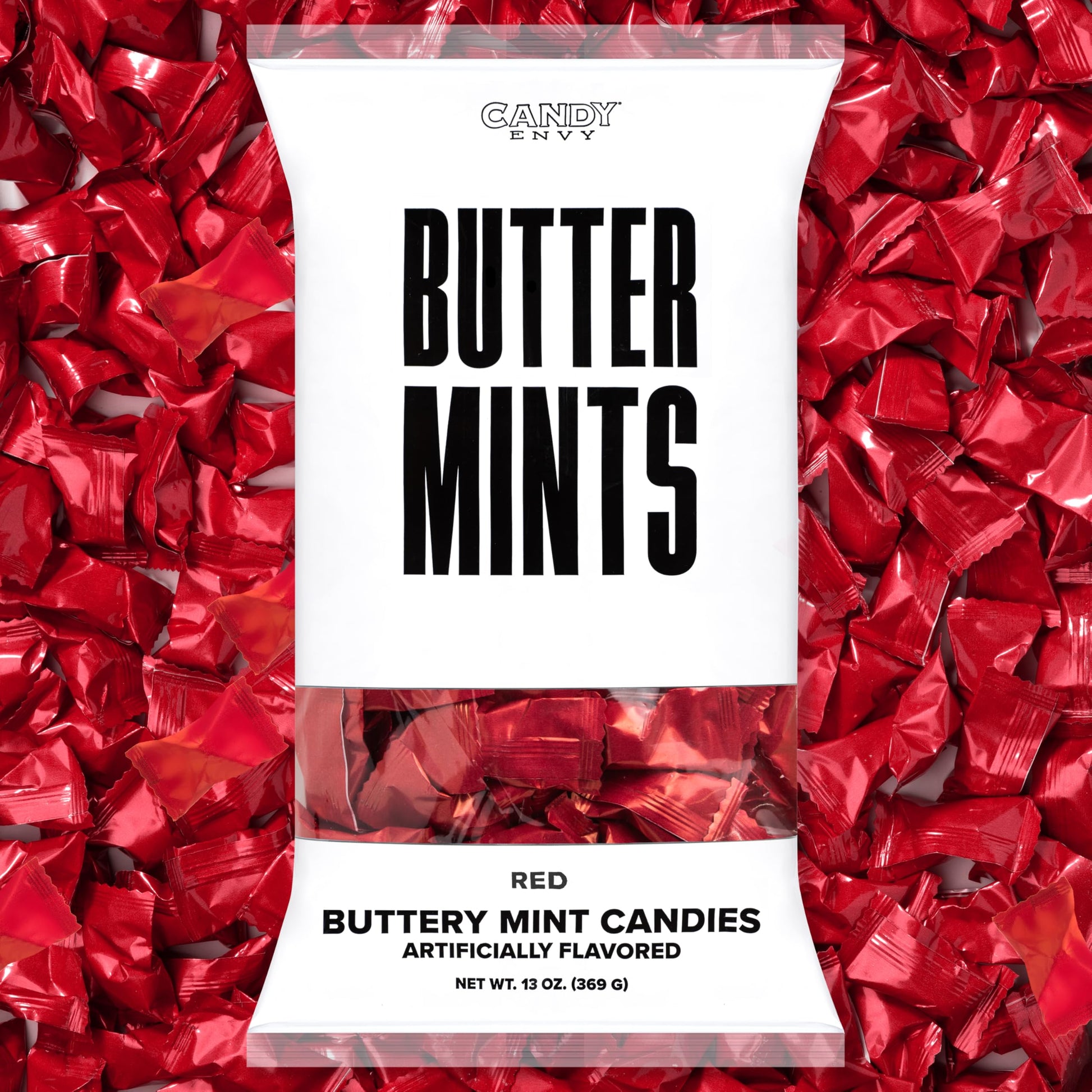 Candy Envy - Red Wrapped Buttermints - 13 oz. Bag - 100 Individually Wrapped Red Candy Mints