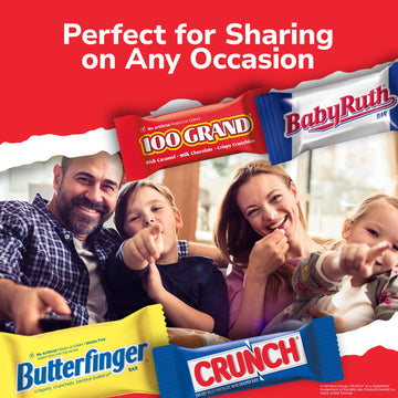 Butterfinger, CRUNCH and Baby Ruth Minis, Assorted Candy Bars, Great for Sharing, Bulk 90 Count Variety Pack, 32.4 oz