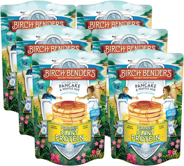 Birch Benders Plant Protein Pancake & Waffle Mix, Vegan, 9g Plant-Based Protein, Just Add Water, 14 oz (Pack of 6)