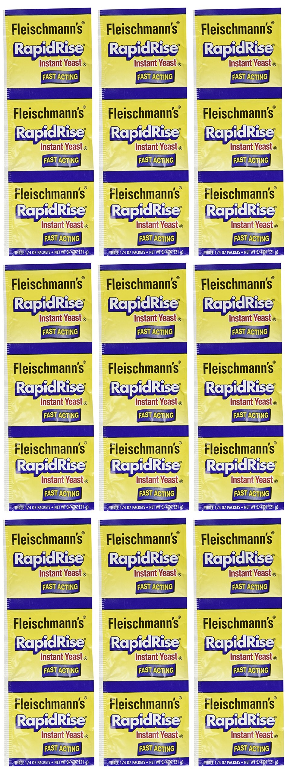 Fleischmanns RapidRise Yeast, 3-Count Envelopes (Pack of 9)
