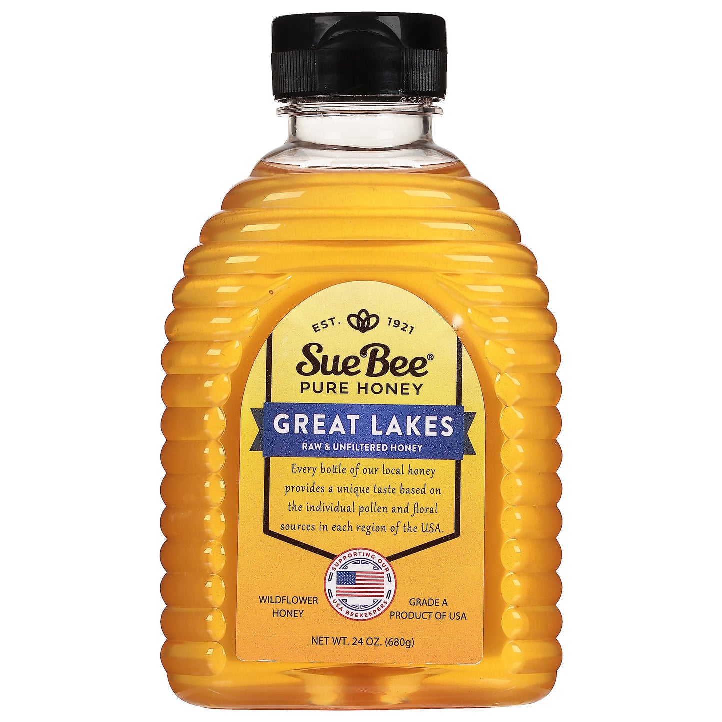 Sue Bee Honey Regional Great Lakes Usa Honey, Strained, Unfiltered Beekeeper-Owned Co-Op Honey, 24-Ounce
