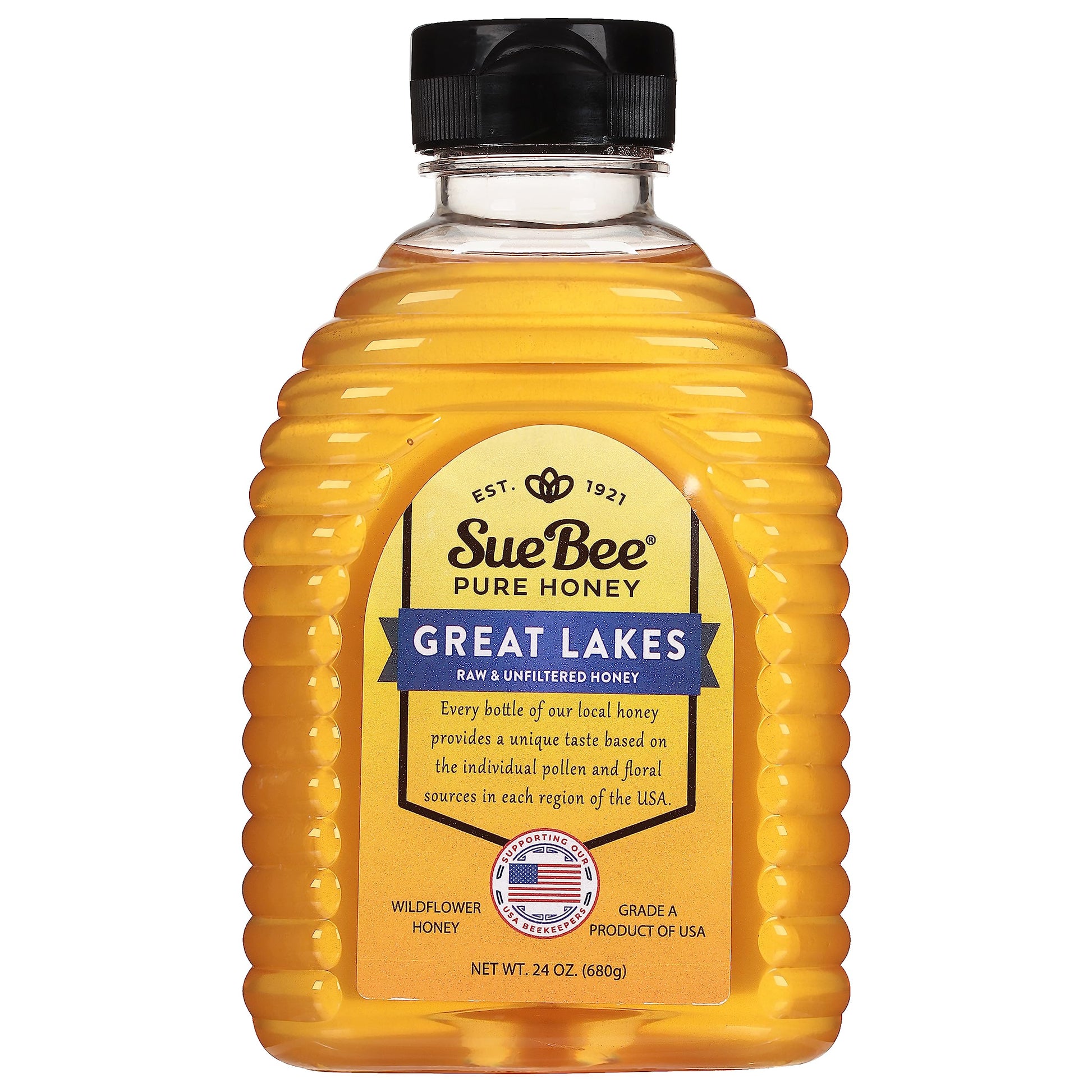 Sue Bee Honey Regional Great Lakes Usa Honey, Strained, Unfiltered Beekeeper-Owned Co-Op Honey, 24-Ounce