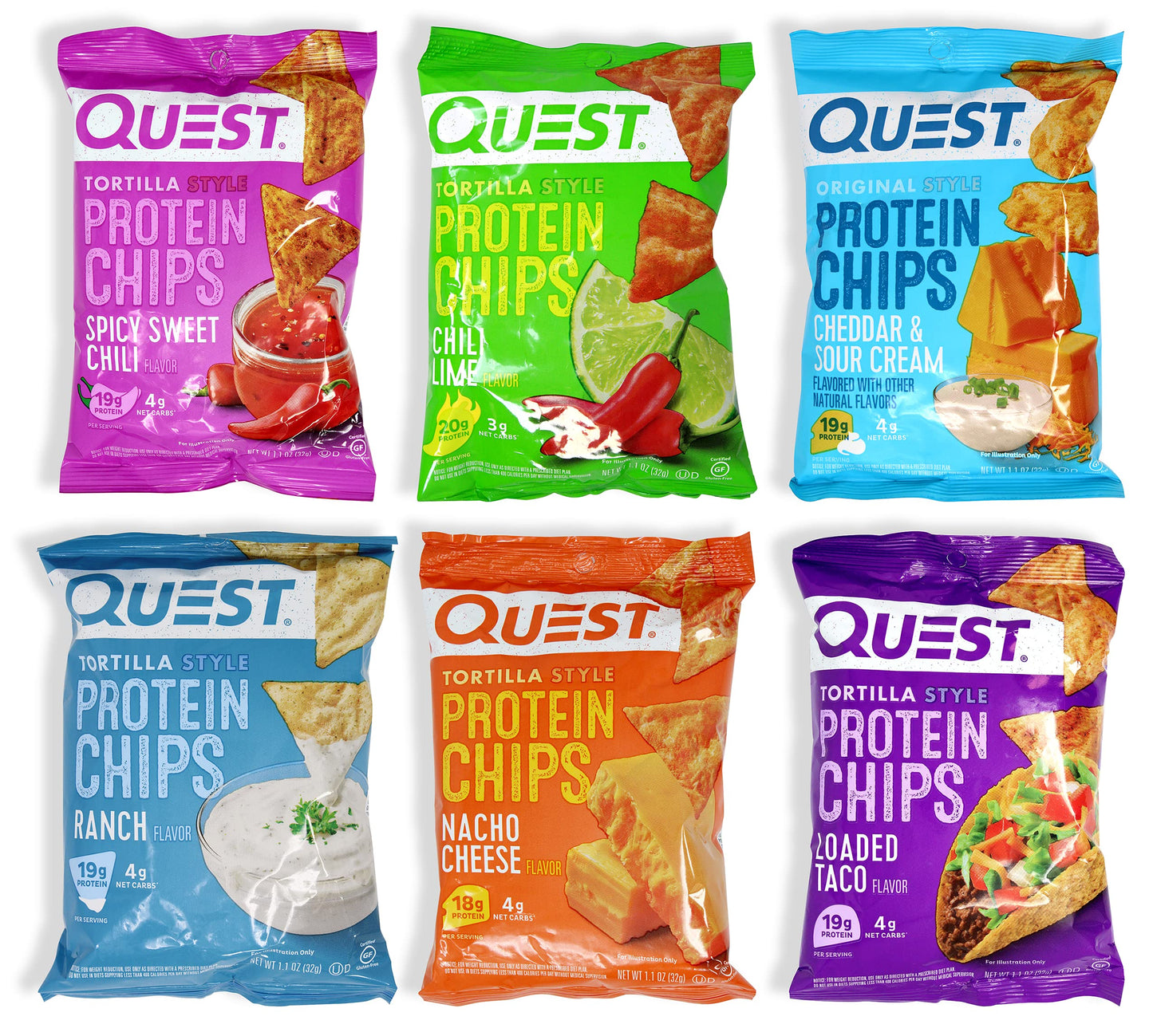 Niro Assortment | Quest Tortilla Style Protein Chips - 6 Flavors of Chedda & Sour Cream, Spicy Sweet Chili, Ranch, Loaded Taco, 