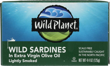 Wild Planet Lightly Smoked Sardines in Extra Virgin Olive Oil, 4.4 OZ, Plastic, Pack of 1