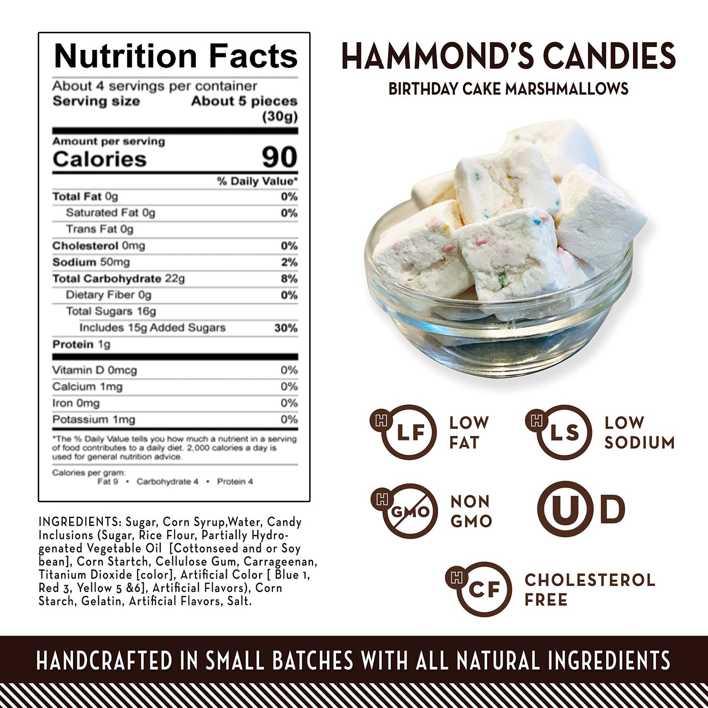 H nds Candies Gourmet Marshmallows - Birthday Cake, Gluten-Free, Kosher, 4 Pack