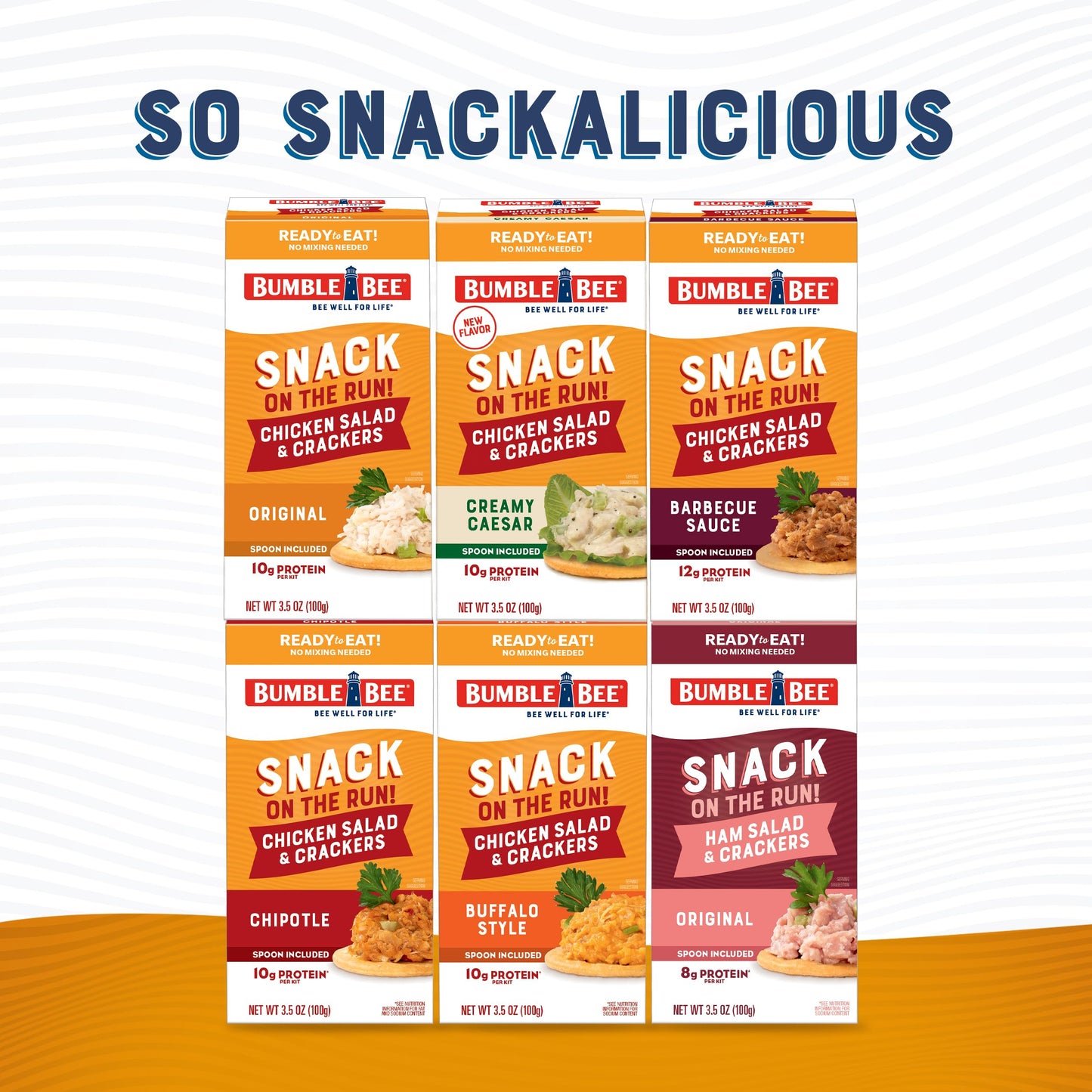 Bumble Bee Snack On The Run Creamy Caesar Chicken Salad with Crackers Kit - Ready to Eat Protein Snack Pack - 10g Protein per Bo