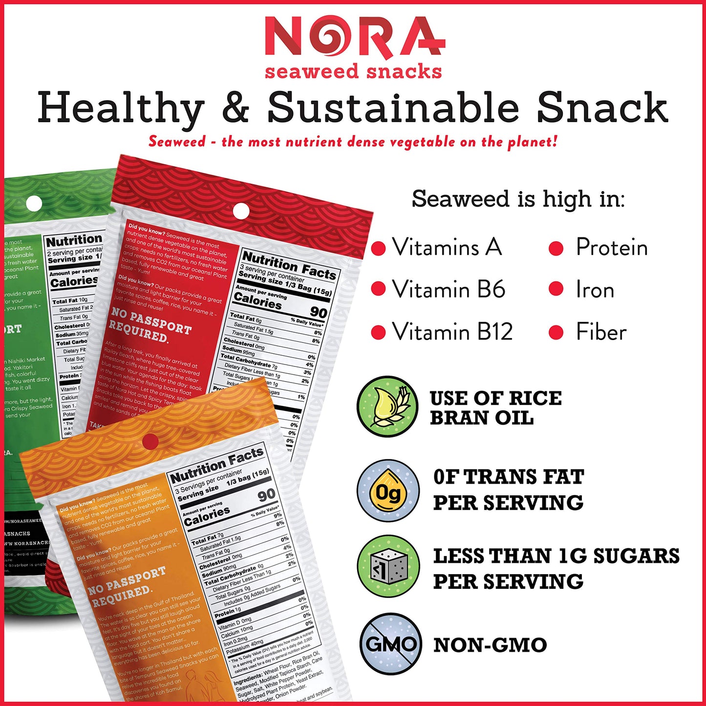 Crispy Seaweed Snacks By Nora | Asian Snacks | Taster'S Variety Pack | Low-Sugar, Vegan, Non-Gmo Verified | 6-Pack