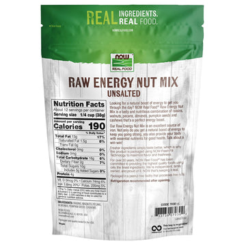 Now Foods, Raw Energy Nut Mix, Unsalted Mix Of Raisins, Walnuts, Peacans, Almonds, Pumpkin Seeds And Cashews, Great-Tasting, Sou