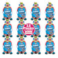 Douzzle Oodles Clown Shaped, Blue Raspberry Tiny Tangy Chews (12 Count, Pack Of 1) Individually Wrapped Candies, Birthday Party
