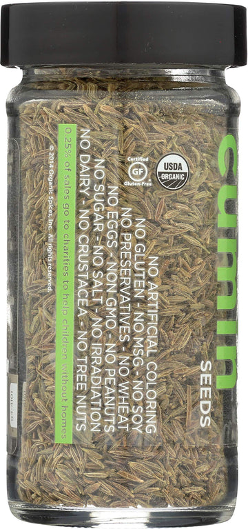 Spicely Organic Cumin Seeds Whole 1.70 Ounce Jar Certified Gluten Free