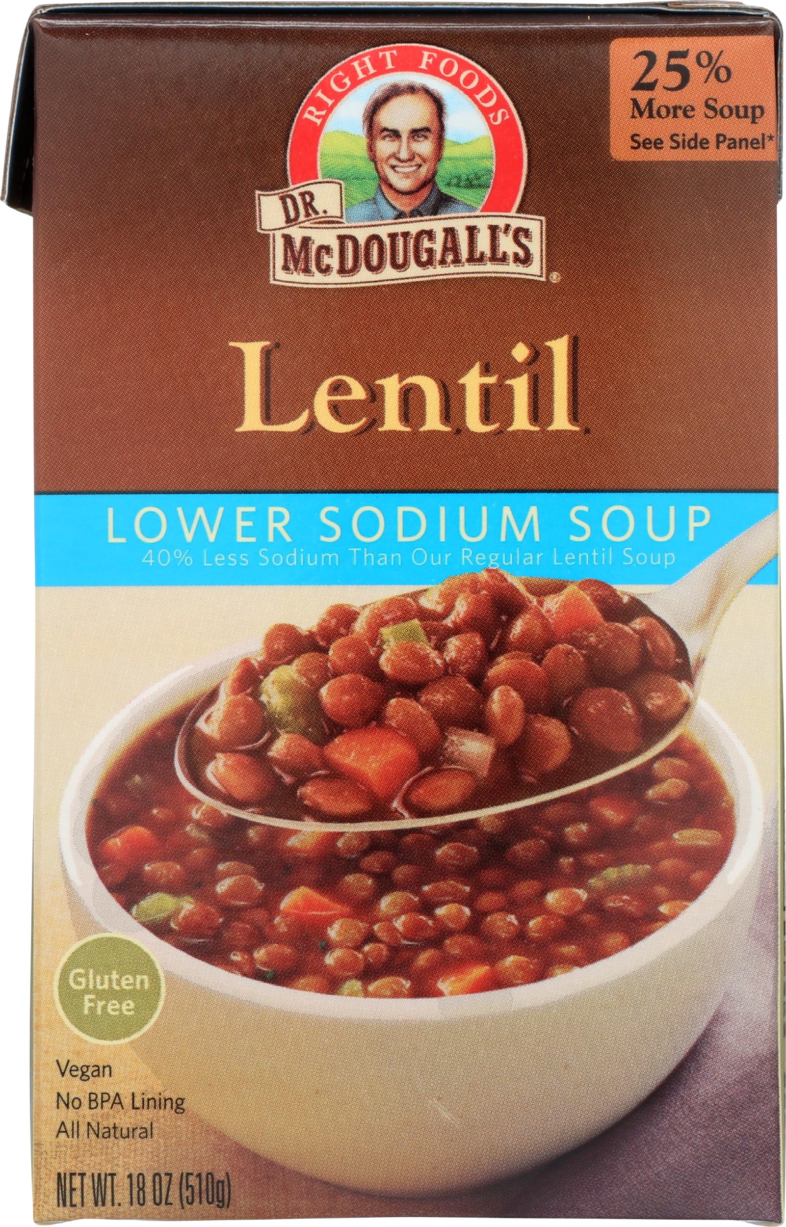 Dr. McDougalls Lentil Ready-To-Serve Soup, Low Sodium, 18.3 oz