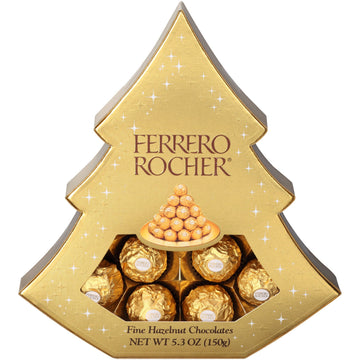 Ferrero Rocher, 12 Count, Enhanced Gourmet Milk Chocolate Hazelnut, Luxury Chocolate Holiday Gift, Individually Wrapped, 5.3 Oz