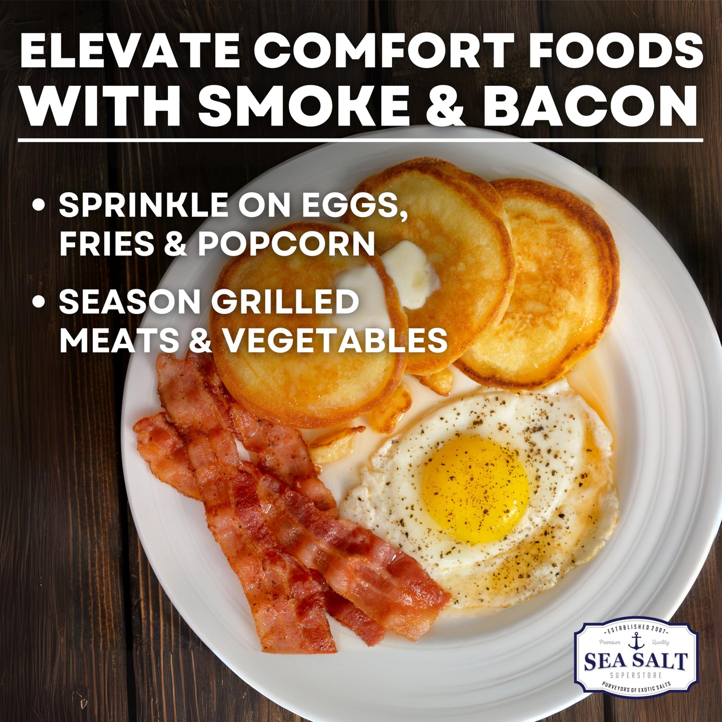 Sea Salt Superstore Bacon Seasoning, Alderwood Smoked Sea Salt, 5 oz Bag