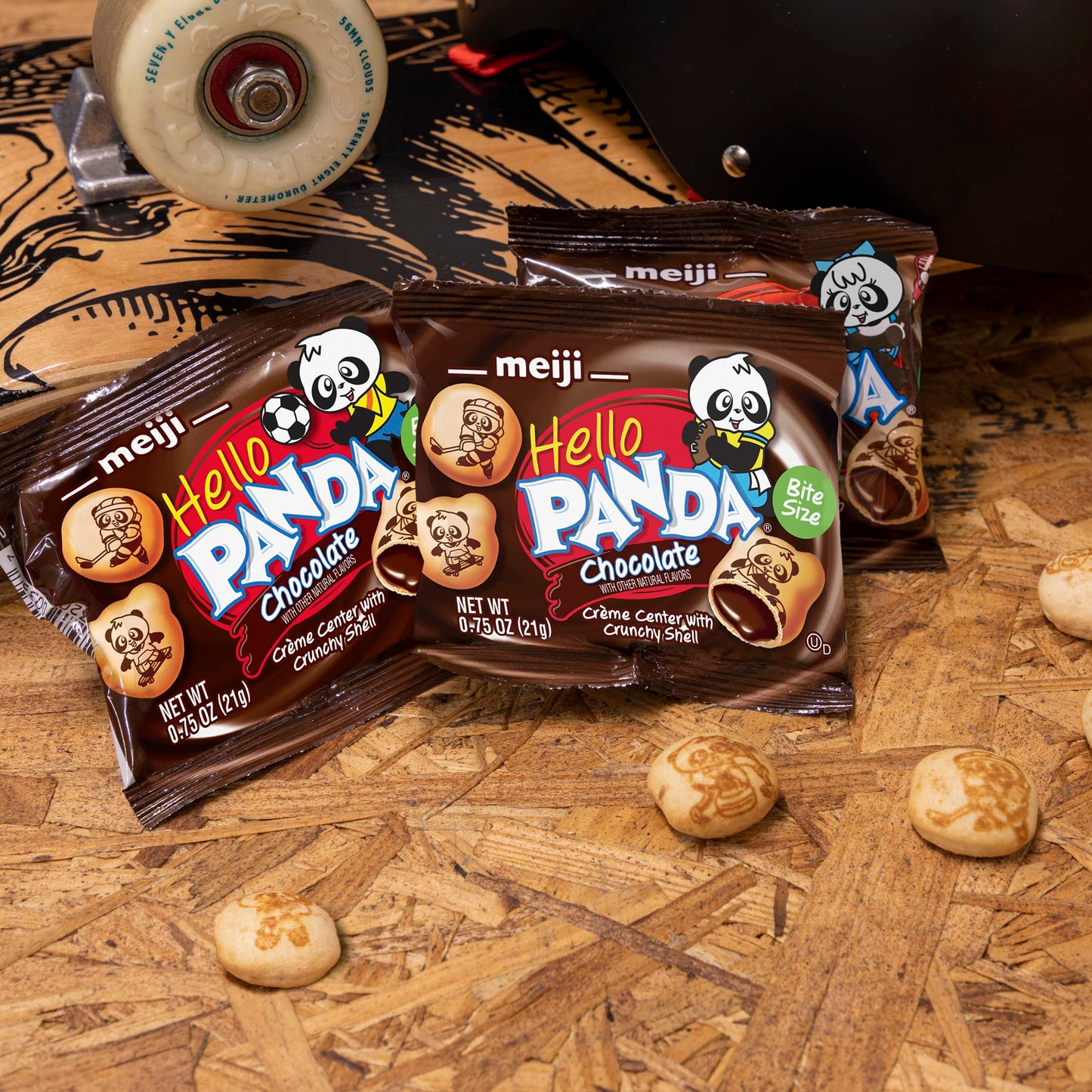 Meiji Hello Panda Cookies, Chocolate Crème Filled - 8 Boxes Of 12 Count, 0.75Oz Bags - Bite Sized Cookies With Fun Panda Sports