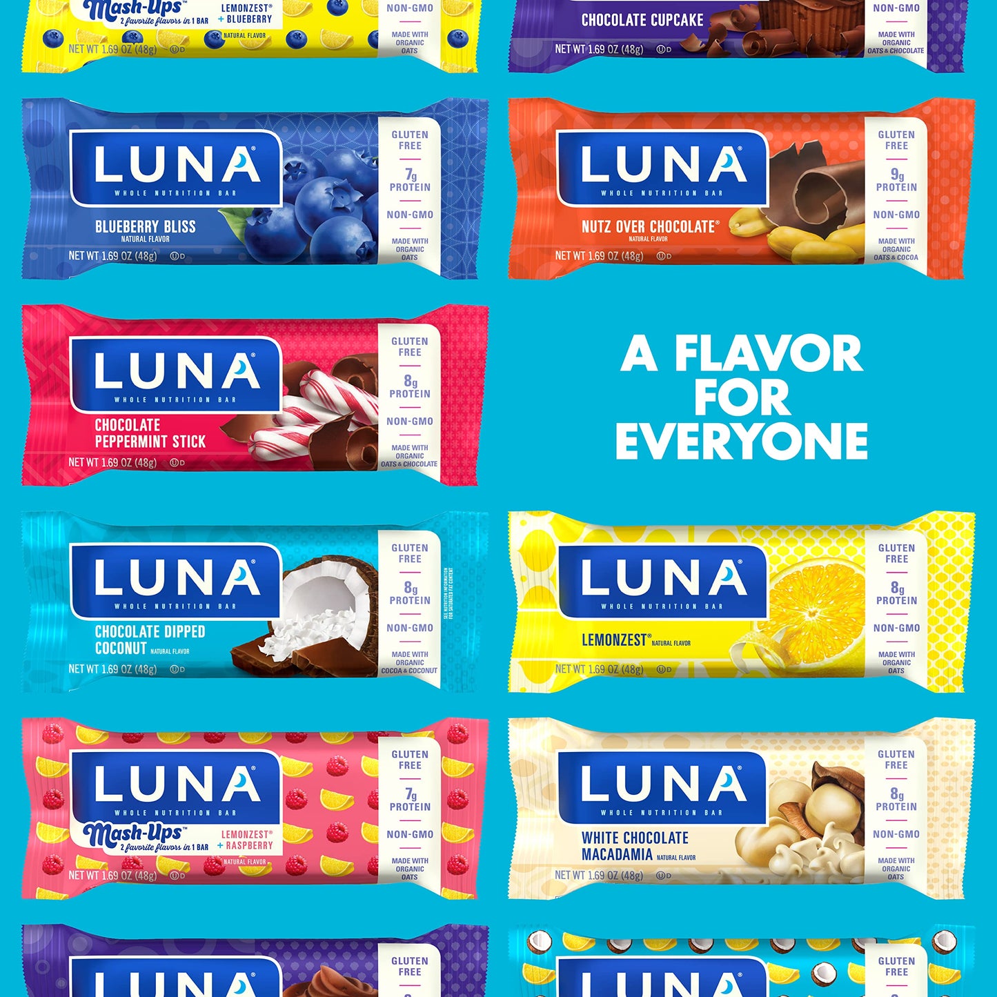 Luna Bar - Gluten Free Snack Bars - Chocolate Dipped Coconut Flavor -8G Of Protein - Non-Gmo - Plant-Based Wholesome Snacking -