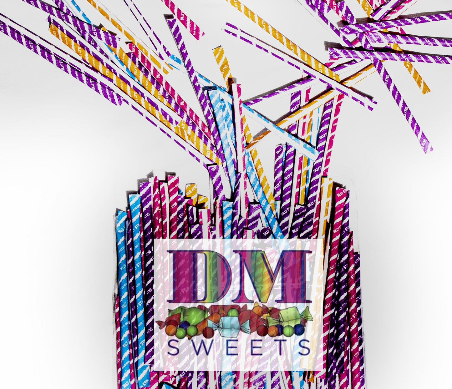 Sour Filled Candy Straws - 8 oz of Sour Tropical Punch Orange Cherry Grape Powder Candy Straws