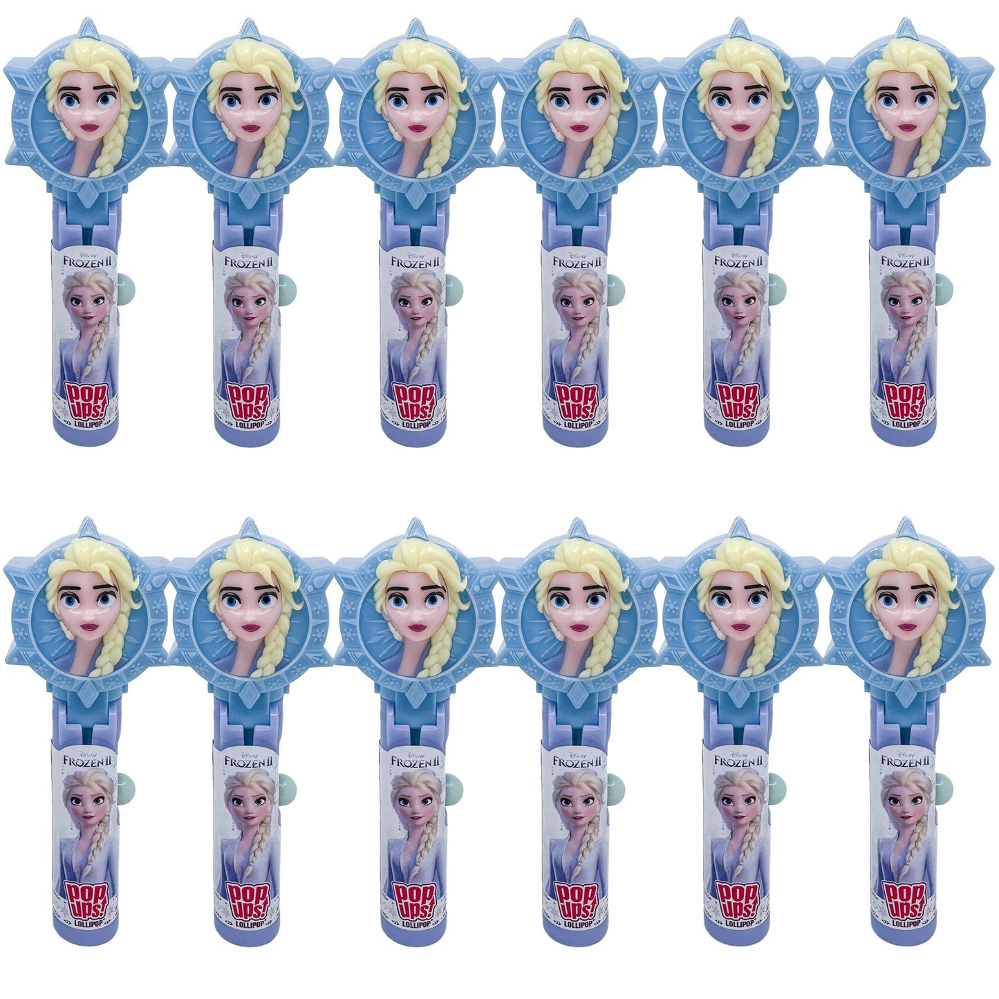 Pop Ups! Frozen Lollipop Holders - 12 Elsa Chupa Chups Lollipops with Cases - Individually Wrapped Candy Party Favors - Disney C