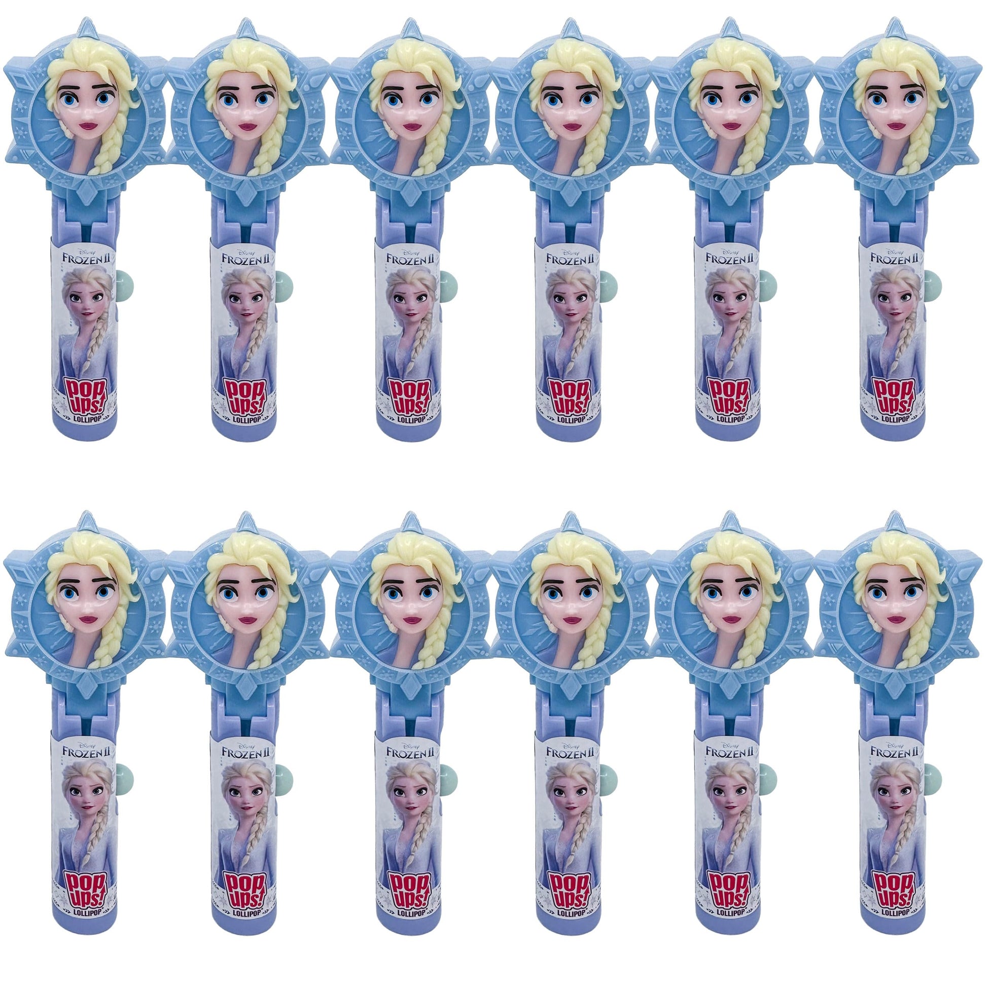 Pop Ups! Frozen Lollipop Holders - 12 Elsa Chupa Chups Lollipops with Cases - Individually Wrapped Candy Party Favors - Disney C