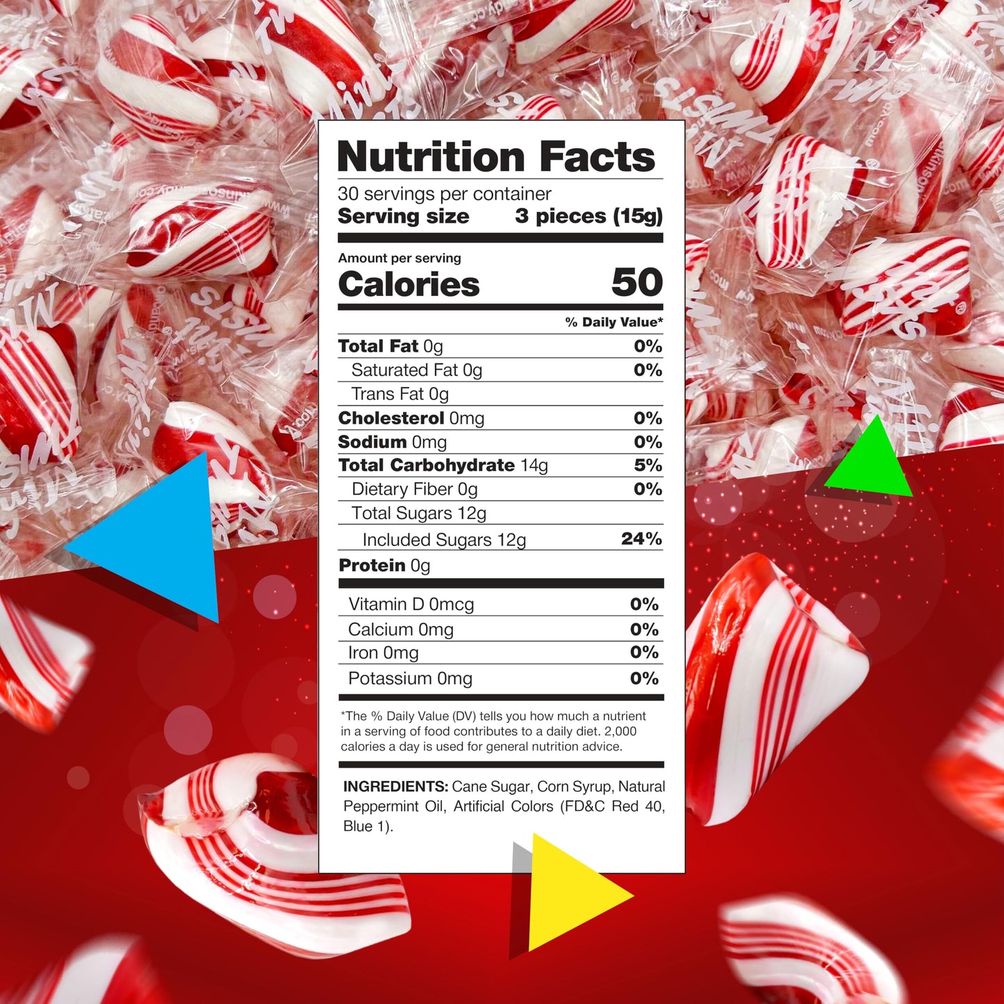 Peppermint Twists Hard Candy | 1 Pound Bag | Individually Wrapped Christmas Candy | Refreshing Mints for Office Bowls  Gifting & Favors | Hospitality Mints